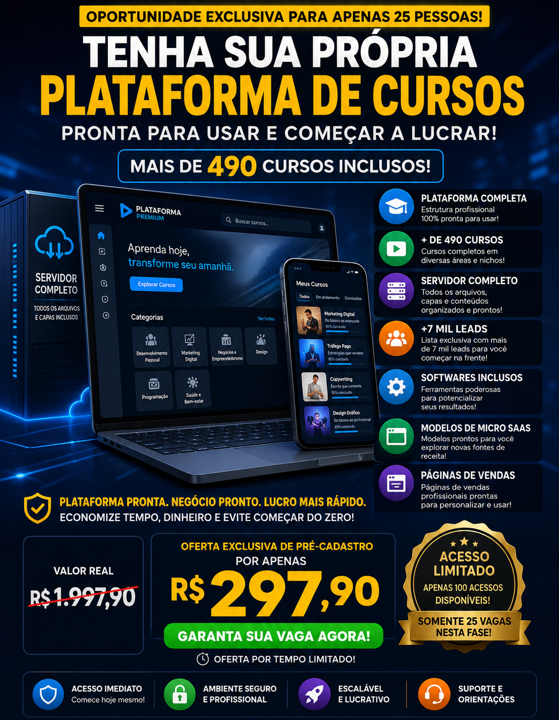 Tenha essa plataforma pronta e 100% sua