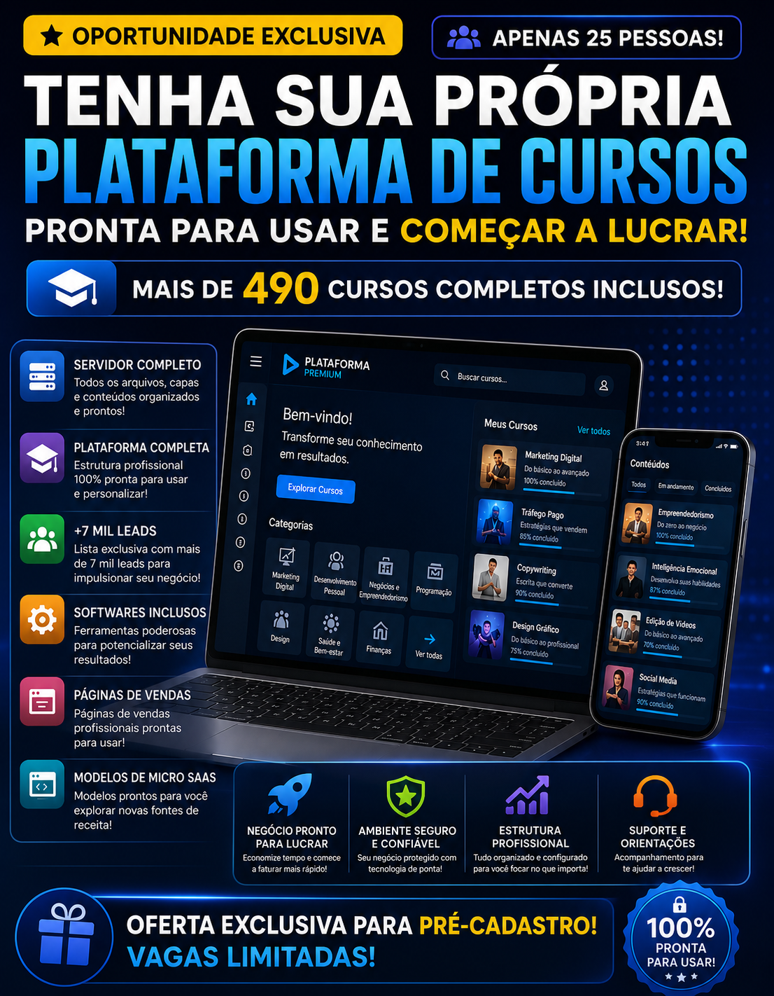 Tenha essa plataforma pronta e 100% sua